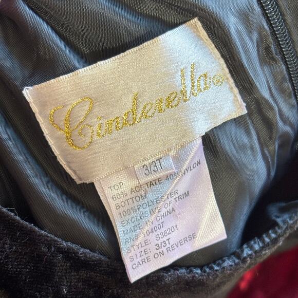 Cinderella Couture Girls Black Velvet and Red Satin Christmas Holiday Dress | 3T - Picture 6 of 6